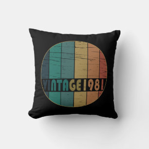 Born in 1981 vintage birthday throw pillow