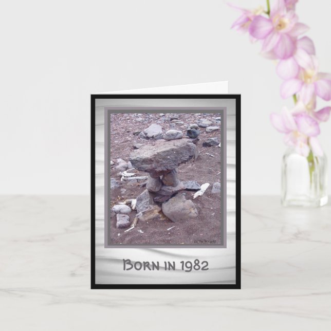 Born in 1982 Birthday fun facts Card (Orchid)