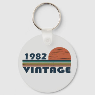 Born in 1982 classic sunset birthday keychain