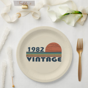 Born in 1982 vintage birthday gift paper plate