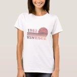 born in 1982 vintage birthday gift T-Shirt<br><div class="desc">You can add some originality to your wardrobe with this modern and elegant purple and pink colour sunset vintage retro-looking birthday design with awesome typography font lettering, it is a great gift idea for women, wives, and girlfriends who will love this one-of-a-kind artwork. The best and most fun holiday present...</div>