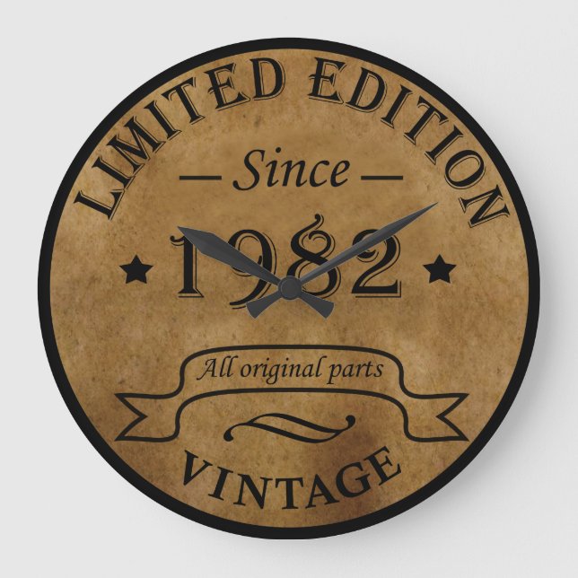 Born in 1982 vintage birthday large clock (Front)