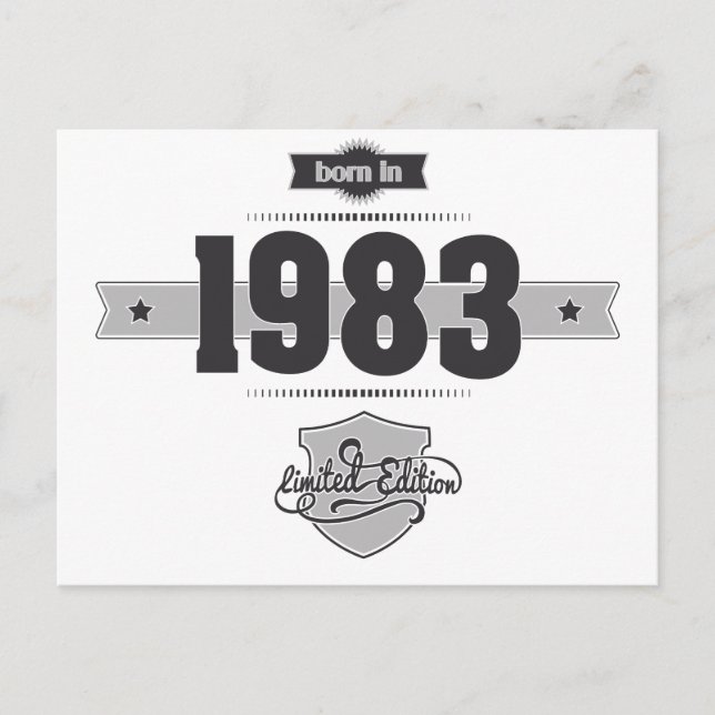 Born in 1983 (Dark&Lightgrey) Postcard (Front)