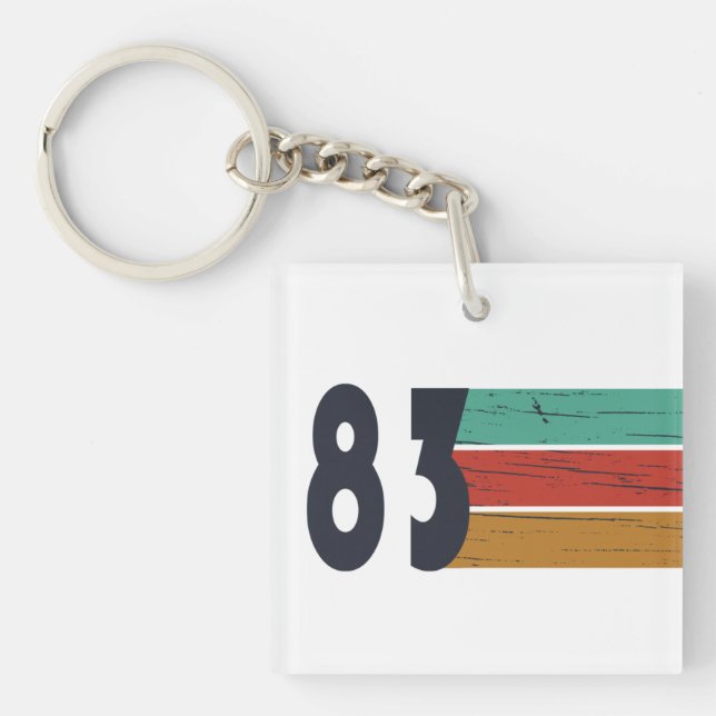 Born in 1983 vintage birthday gift keychain (Front)