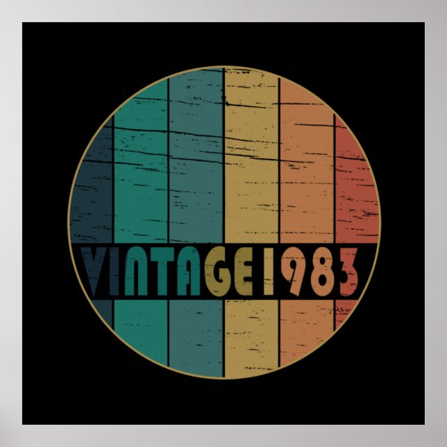 Born in 1983 vintage birthday poster (Front)