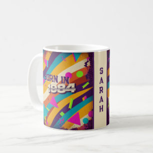 Born in 1984 Personalized Mug - 80s Neon Geometric