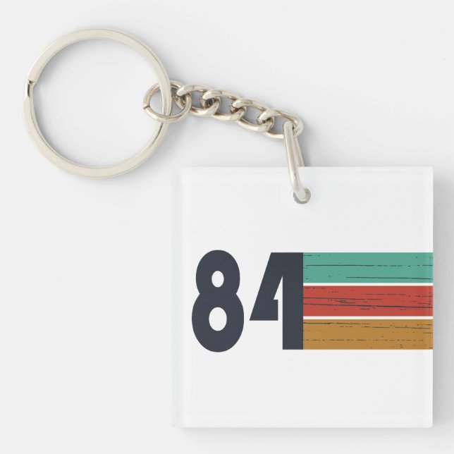 born in 1984 vintage birthday gift keychain (Front)