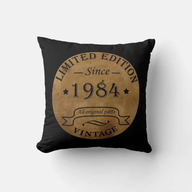 Born in 1984 vintage birthday throw pillow (Front)