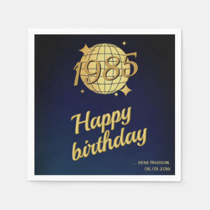 Born in 1985 40th birthday gold festive napkin