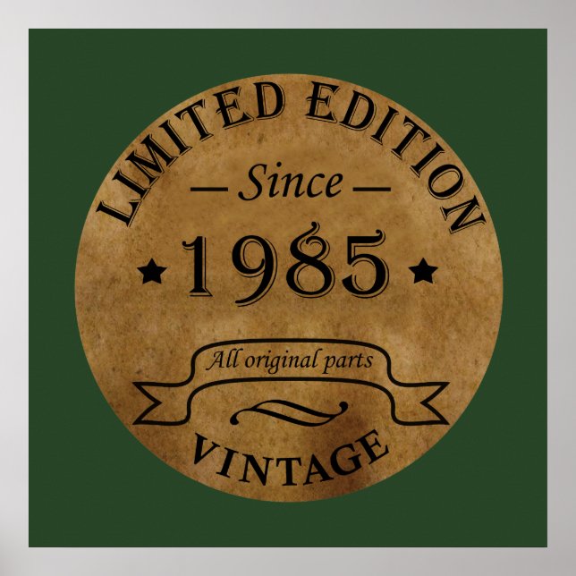 Born in 1985 vintage birthday poster (Front)