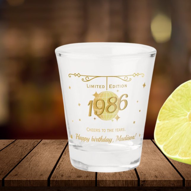 Born in 1986 40th birthday party drinks barware shot glass (Creator Uploaded)