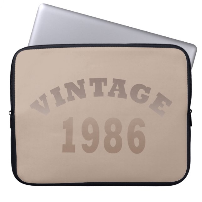 Born in 1986 vintage birthday gift laptop sleeve (Front)