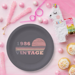 born in 1986 vintage birthday gift paper plate