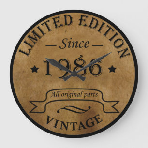 born in 1986 vintage birthday large clock