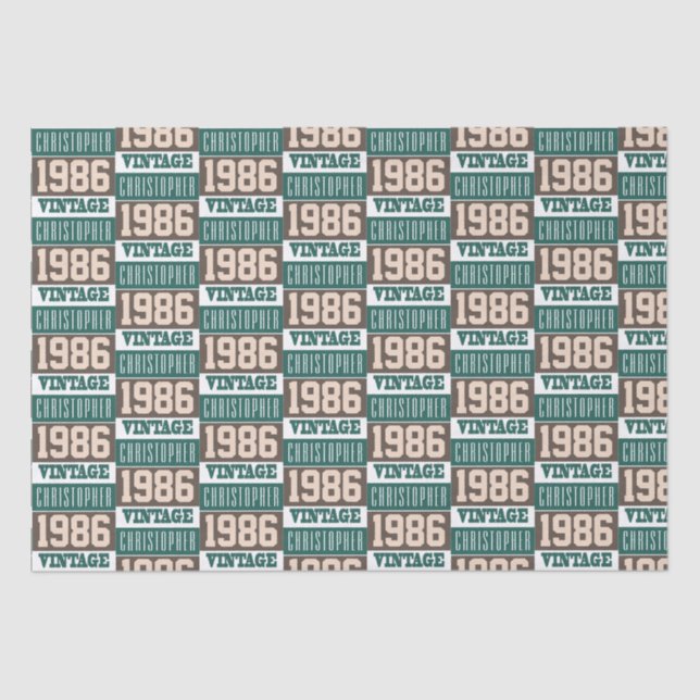 Born in 1986 with Christian Name Tissue Paper (Front)