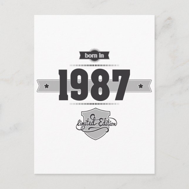 Born in 1987 (Dark&Lightgrey) Postcard (Front)