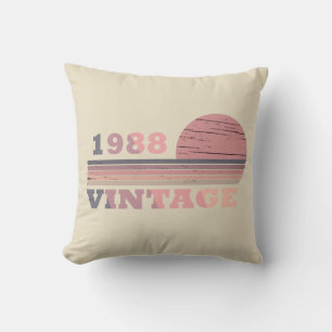 born in 1988 vintage birthday throw pillow
