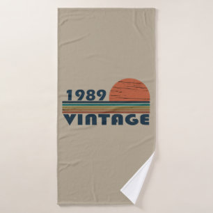 Born in 1989 vintage birthday gift bath towel