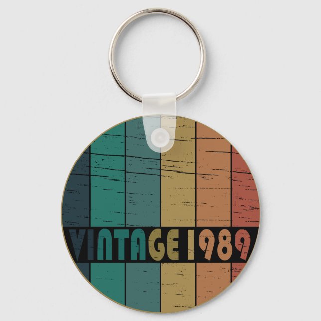 Born in 1989 vintage birthday gift keychain (Front)
