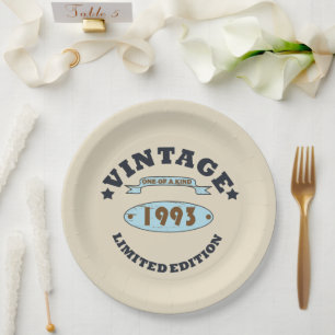 born in 1993 vintage birthday gift paper plate