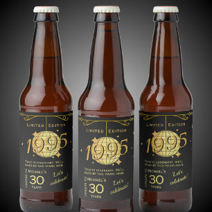 Born in 1995 30th birthday party black beer Label