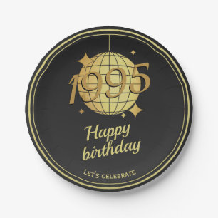 Born in 1995 30th birthday party black Paper Plate