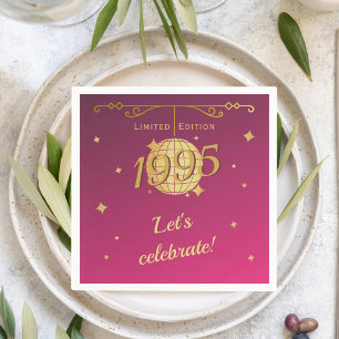 Born in 1995 30th birthday party decoration pink napkin