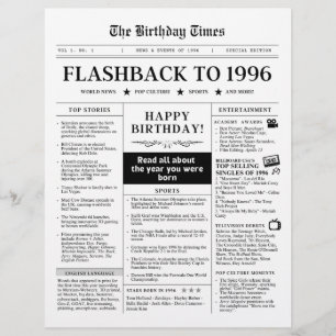 Born in 1996 Fun Black and White Newspaper