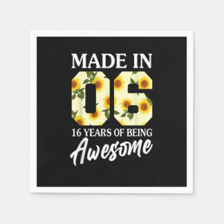 Born in 2006 16 Year Old 16th Birthday Girls Teens Napkin