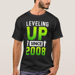 Born In 2008 Gaming Levelling Up Since 2008 Gamer T-Shirt