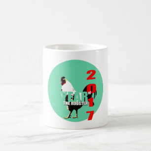 Born in 2017 Rooster Year in Green Circle Mug 2