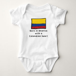 Born In America With A Colombian Heart Cute Colomb Baby Bodysuit