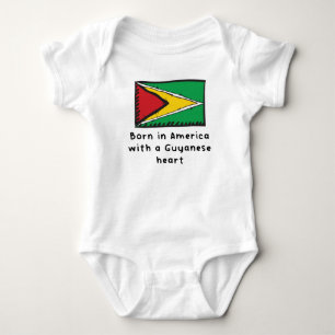 Born In America With A Guyanese Heart Cute Guyana  Baby Bodysuit