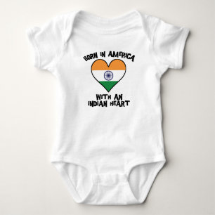 Born In America With An Indian Heart Baby Bodysuit