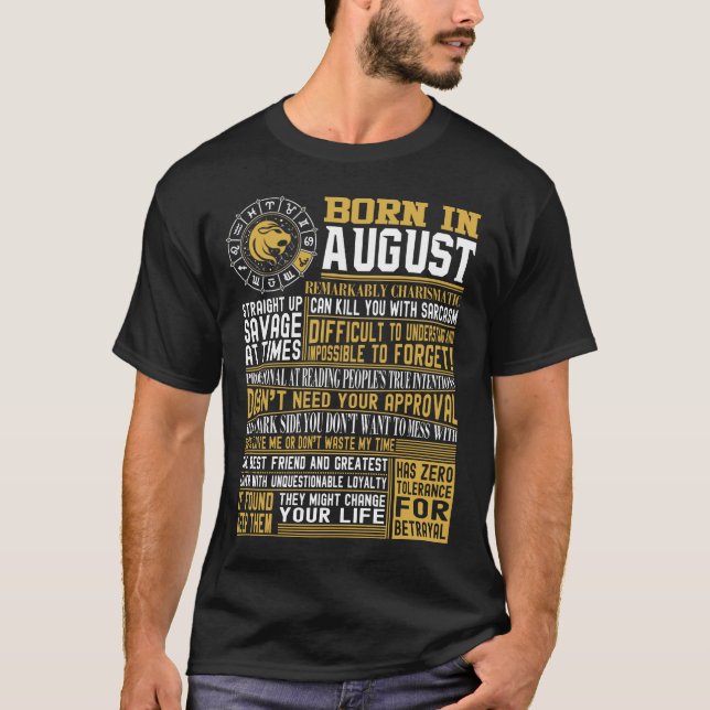 Born in August facts T-Shirt (Front)