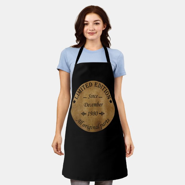born in december 1980 vintage birthday apron (Worn)