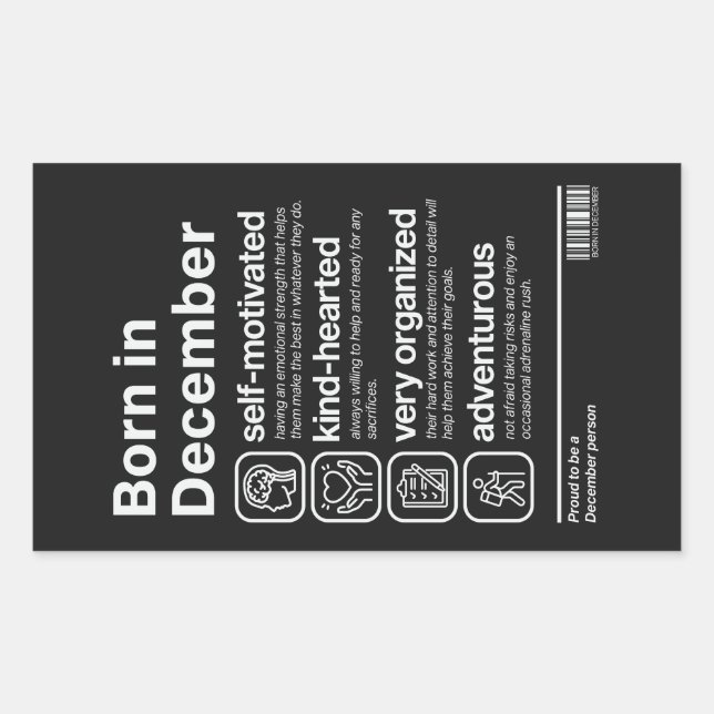 Born In December Personality Sticker (Front)