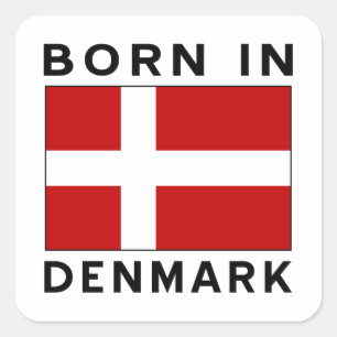 Born in Denmark Black Square Sticker