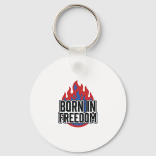 Born In Freedom Flame Vintage Engraving Shirt Desi Keychain