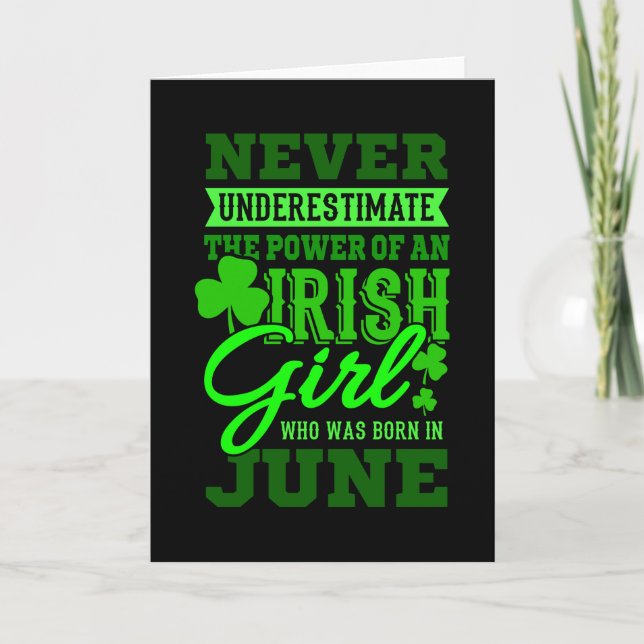 BORN IN JUNE Birthday Irish Girl Women Mom Card (Front)