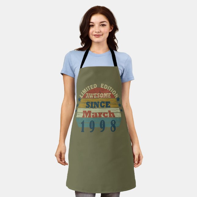 born in march 1998 vintage birthday apron (Worn)