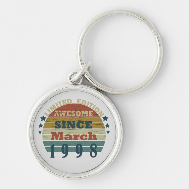 born in march 1998 vintage birthday keychain (Front)