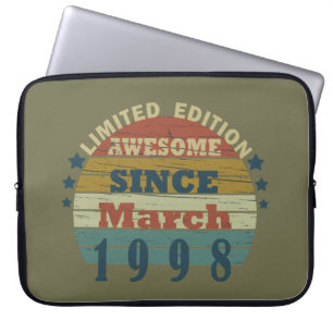 born in march 1998 vintage birthday laptop sleeve