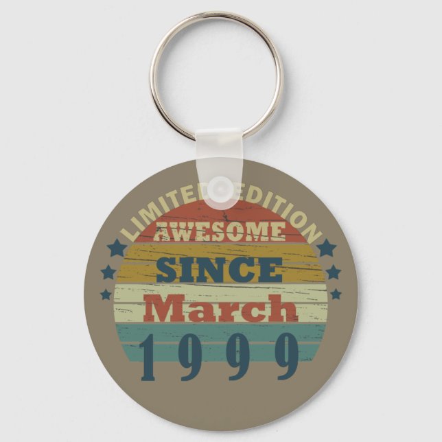 born in march 1999 vintage birthday keychain (Front)