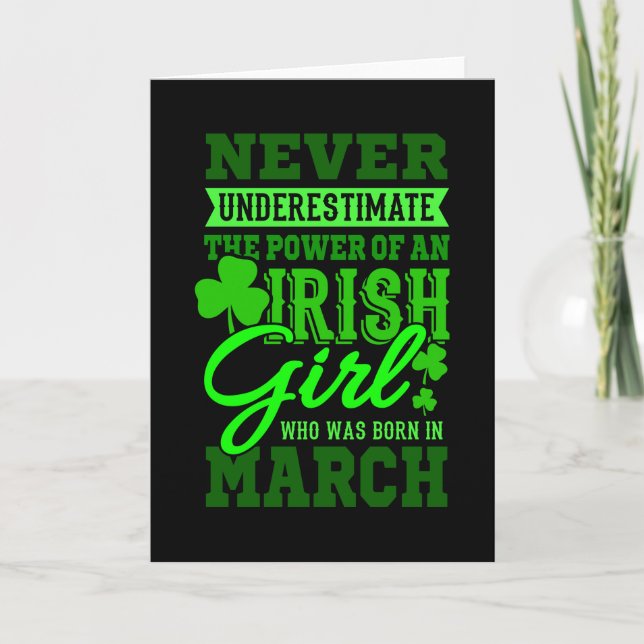 BORN IN MARCH Birthday Irish Girl Women Mom Card (Front)