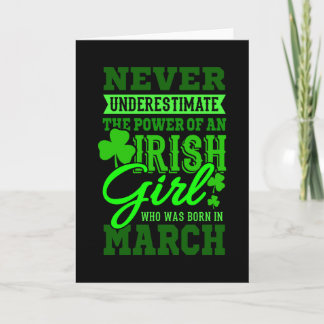 BORN IN MARCH Birthday Irish Girl Women Mom Card