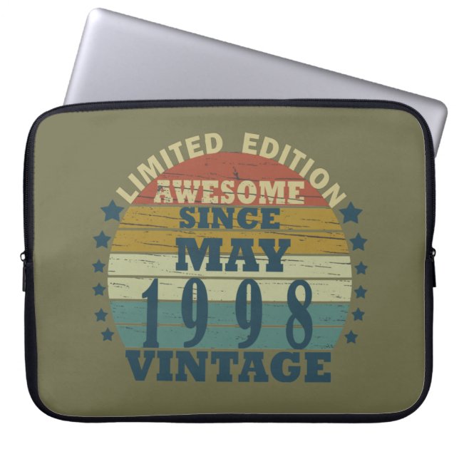 Born in may 1998 classic sunset laptop sleeve (Front)