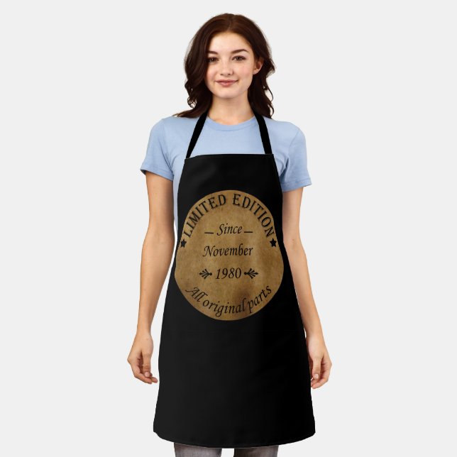 born in november 1980 vintage birthday apron (Worn)