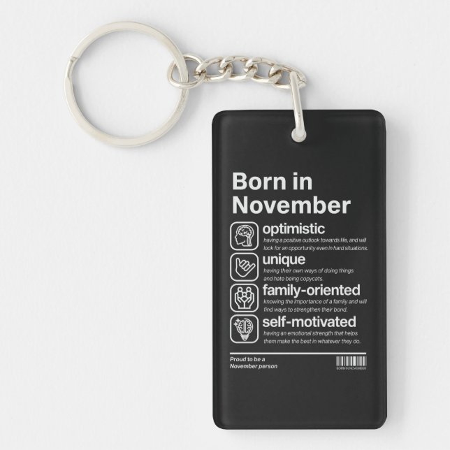Born In November Personality Keychain (Front)