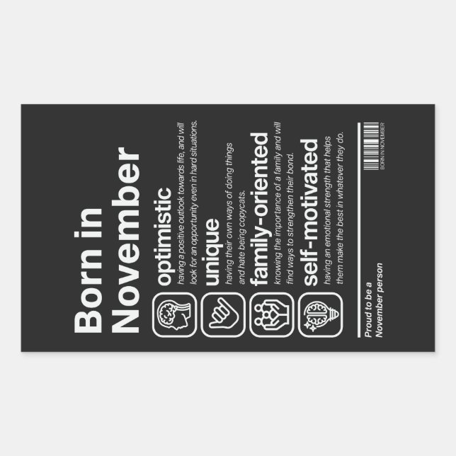 Born In November Personality Sticker (Front)